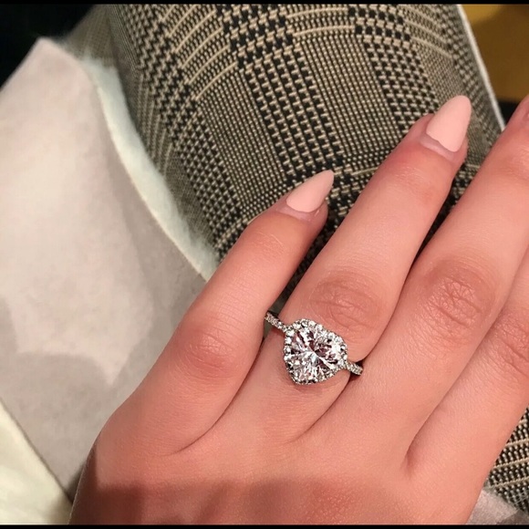 Sterling Silver Plated Heart CZ ring - Picture 3 of 8